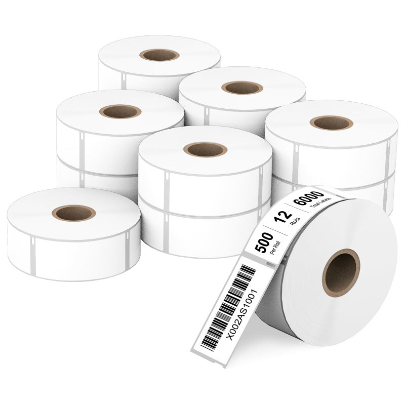 Anylabel Compatible 1" x 2-1/8" Multipurpose Direct Thermal Labels Replacement for DYMO 30336 Barcodes Address Postage, Compatible with Rollo, DYMO 4XL & Zebra Printers (12 Rolls, 500 Labels/Roll) - Image 1